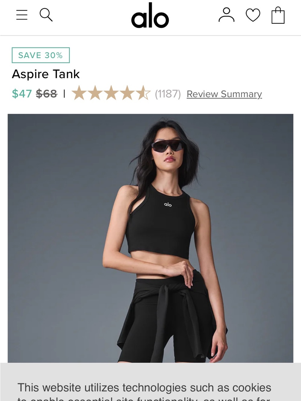 ALO Yoga Aspire Tank — Black Cropped High-Neck (2 for 1)!!!!!